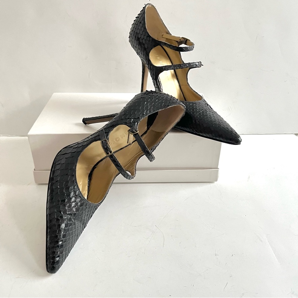 Givenchy Black Python Mary Jane Heels - image 5